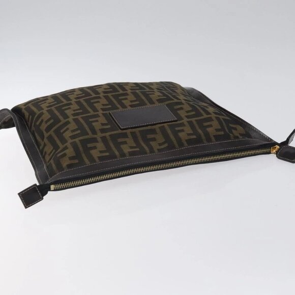 FENDI Zucca Canvas Pouch Black Brown Auth ep9276 - Picture 5 of 15